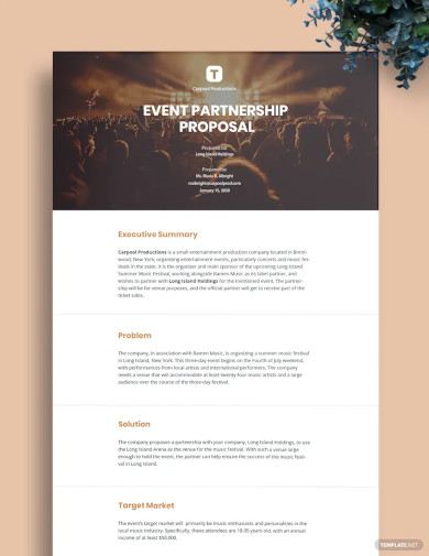 Festival Event Partnership Proposal Template