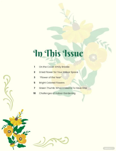 Floral Table Of Contents Template