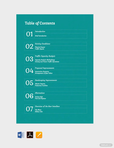 Generic Table of Contents Template
