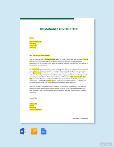 HR Manager Cover Letter Template