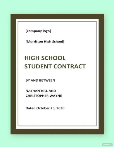 High School Student Contract Template