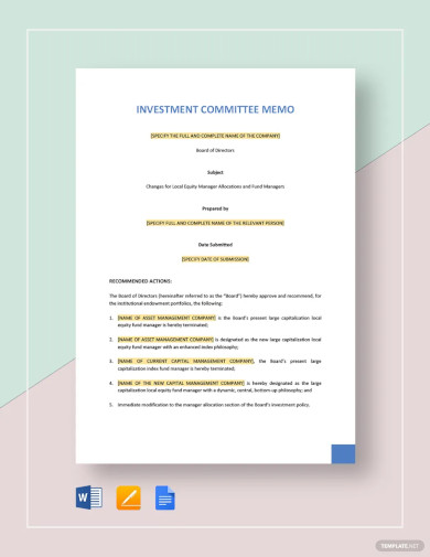 Investment Committee Memo Templates