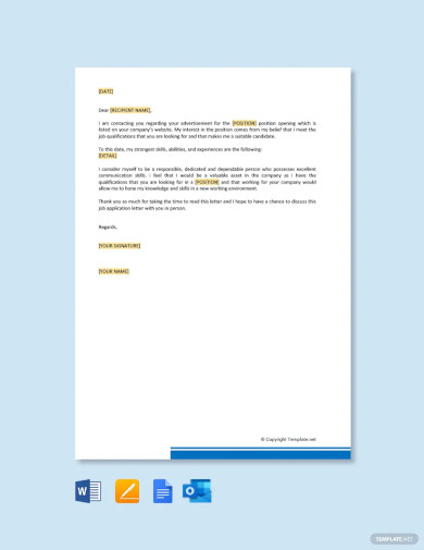 Job Application Letter to HR Manager Template