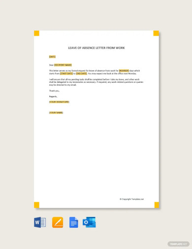 Leave of Absence Letter from Work Template
