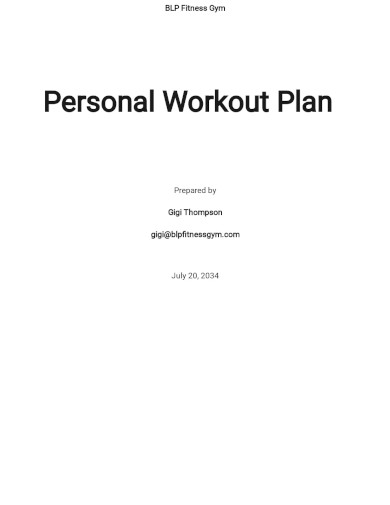 Personal Workout Plan Template
