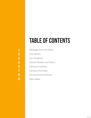 Presentation Table Of Contents Template