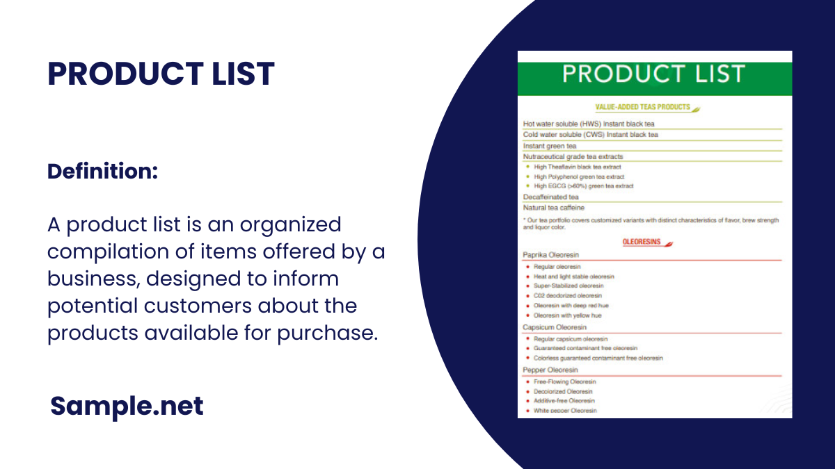 product list