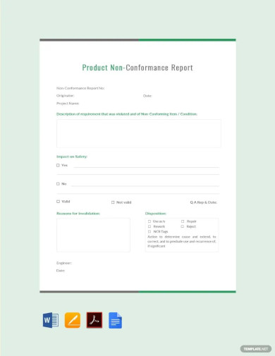 Product Non Conformance Report Template