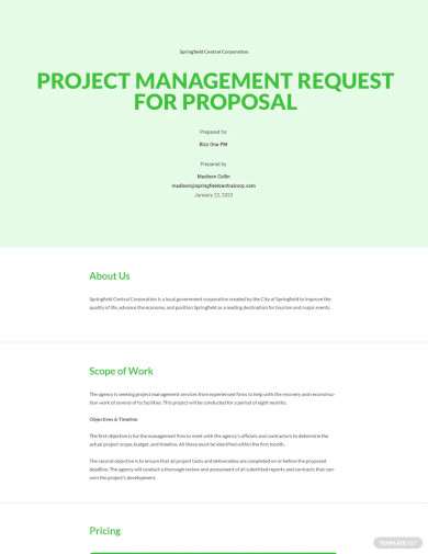 Project Management Request for Proposal Template