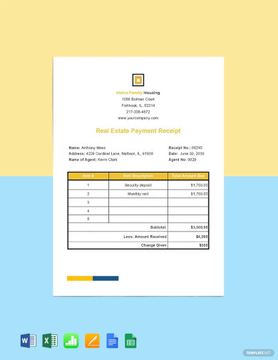 Real Estate Payment Receipt Templates
