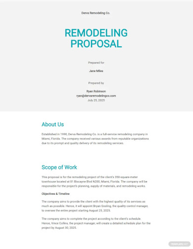Remodeling Proposal Template