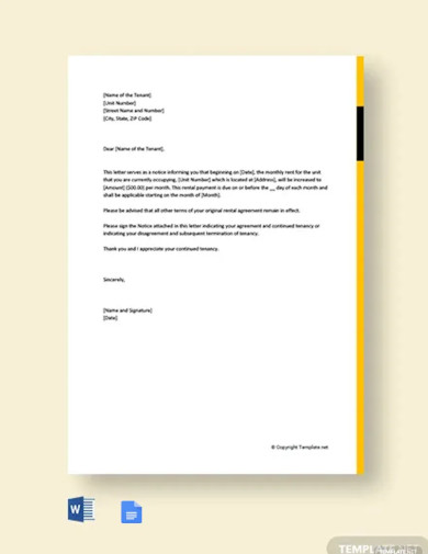 Rent Increase Letter From Landlord Template