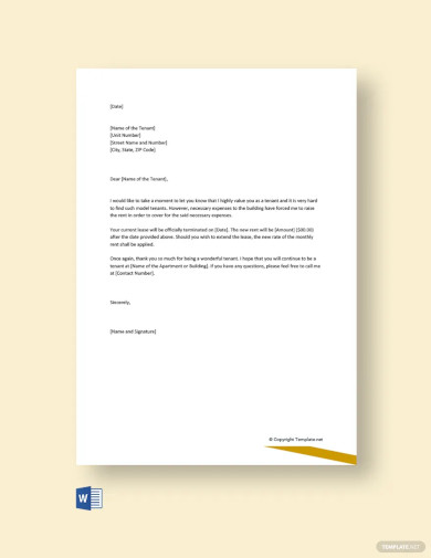 Rent Increase Letter To Tenants Template