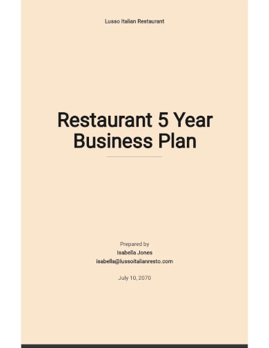 Restaurant 5 Year Business Plan Template