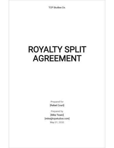 Royalty Split Agreement Template