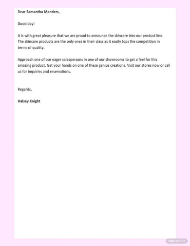 Sales Letter Sample for New Product Template