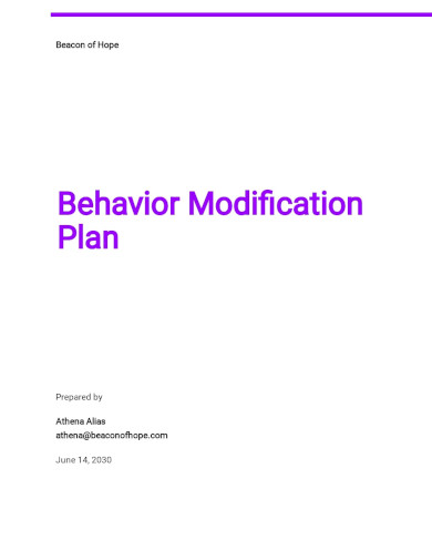 Sample Behavior Modification Plan Template