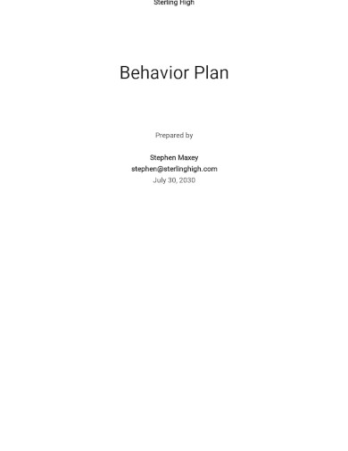 Sample Behavior Plan Template