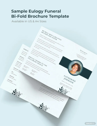 Sample Eulogy Funeral Bi Fold Brochure Template