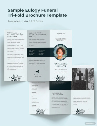 Sample Eulogy Funeral Tri Fold Brochure Template