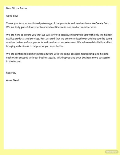 Sample Sales Letter to Customers Template
