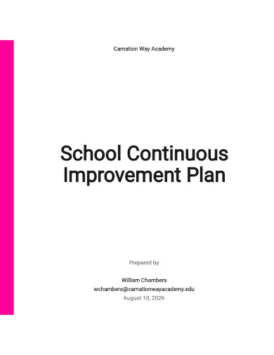 School Continuous Improvement Plan Template