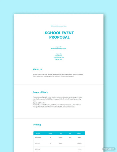 School Event Proposal Template