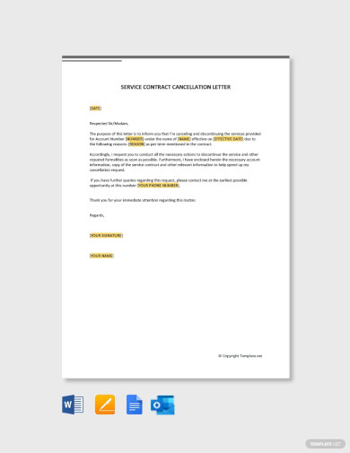 Service Contract Cancellation Letter Template