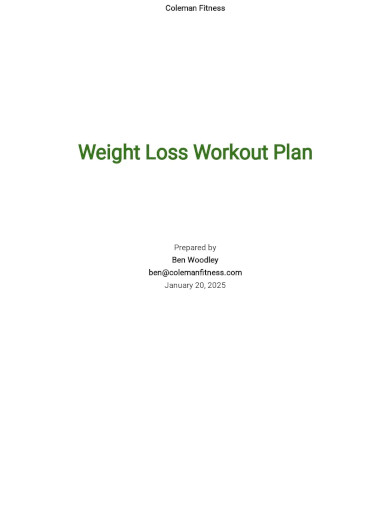 Weight Loss Workout Plan Template