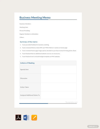 Business Meeting Memo Template