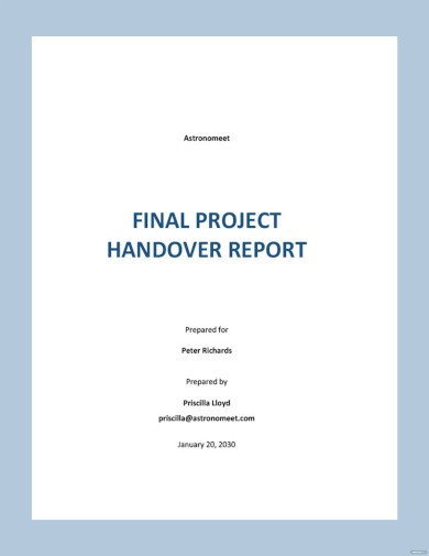 Final Project Handover Report Template