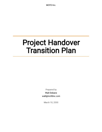 Project Handover Transition Plan Template