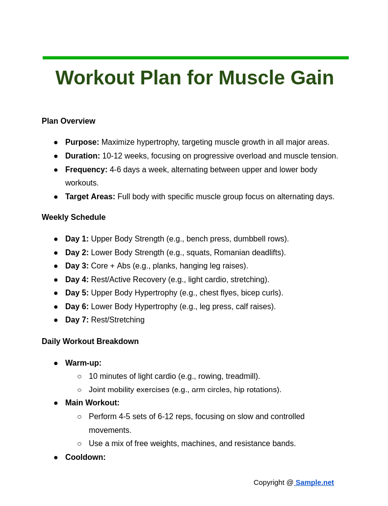 Workout Plan for Muscle Gain Google Docs 10 22 2024 03 48 PM