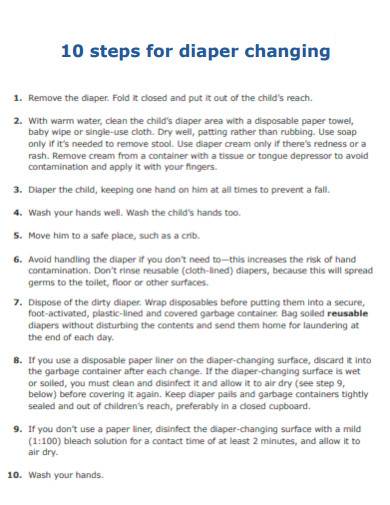 10 steps for diaper changing