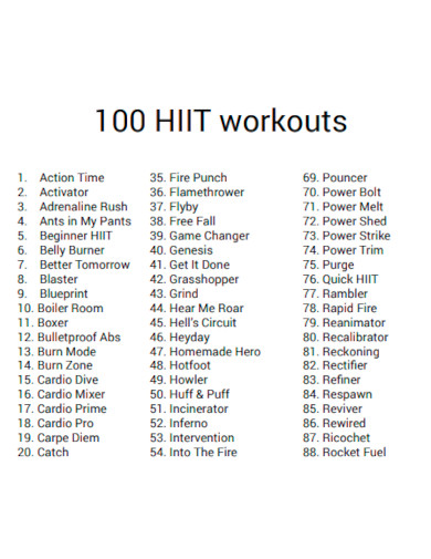 100 Hiit Workout Plan