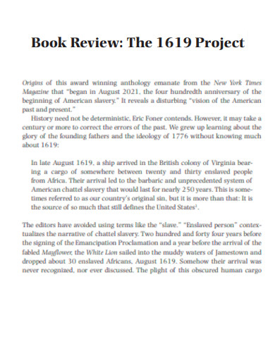 1619 Project Book Review