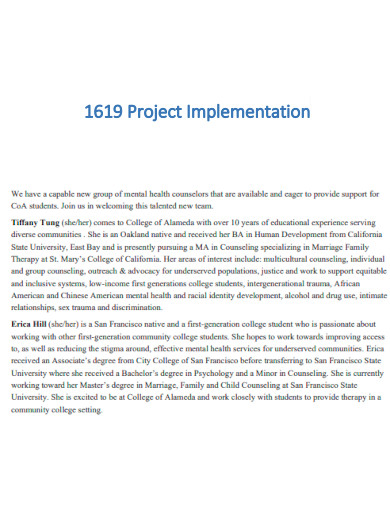 1619 Project Implementation