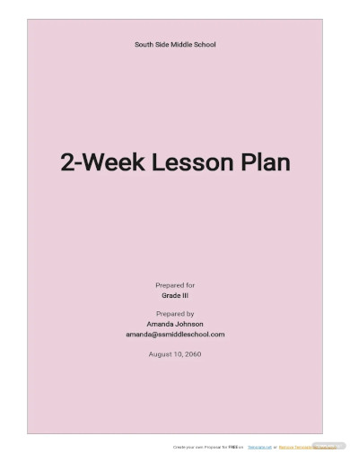 2 Week Lesson Plan Template