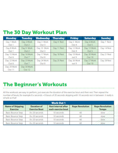 30 Day Workout Plan