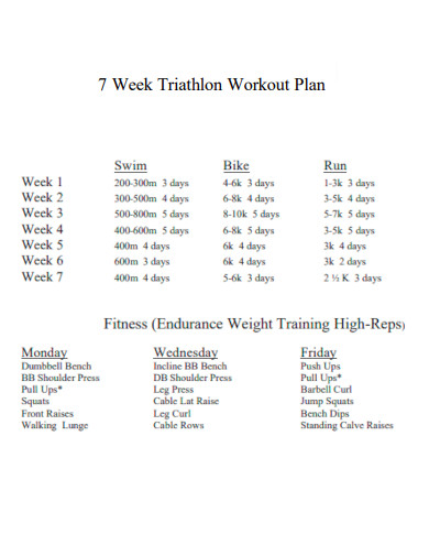 7 Week Triathlon Workout Plan