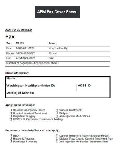 AEM Fax Cover Sheet