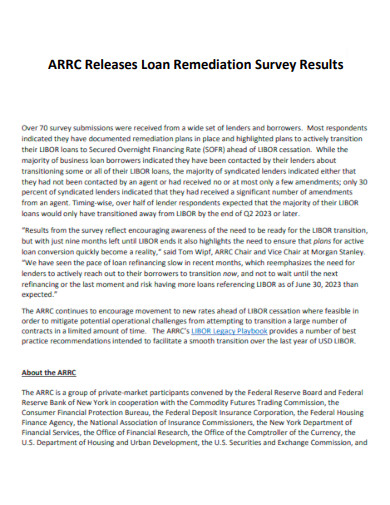 ARRC Releases Loan Remediation Survey Results