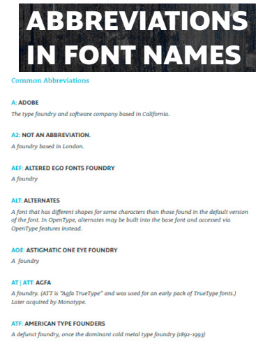 Abbreviations in Font Names