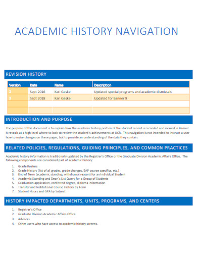 Academic History Navigation