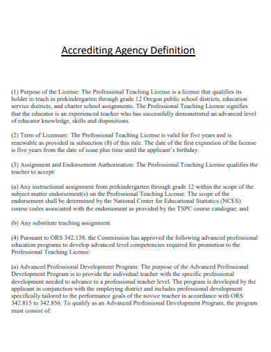 Accrediting Agency Definition