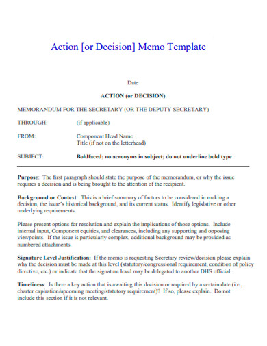 Action Memo Template
