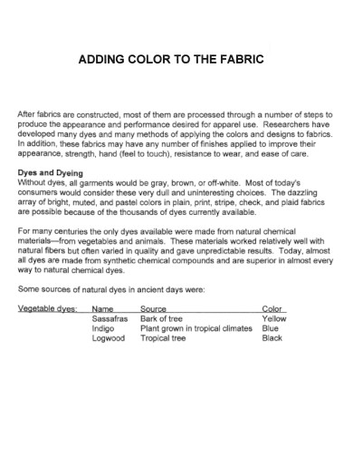 Adding Colors to Fabrics