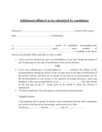 Additional Affidavit for Candidates