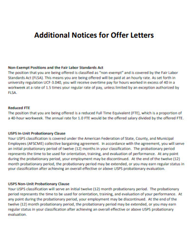 Additional Notices for Offer Letters