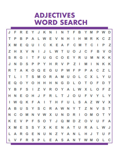 Adjectives Word Search
